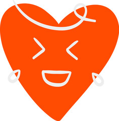 Cartoon Heart Shape Emoji With Emotions Characters