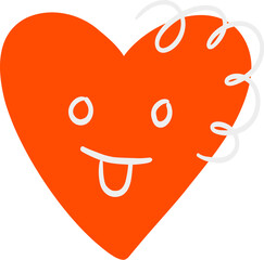 Cartoon Heart Shape Emoji With Emotions Characters