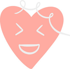 Cartoon Heart Shape Emoji With Emotions Characters