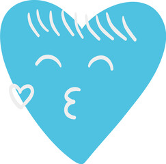 Cartoon Heart Shape Emoji With Emotions Characters