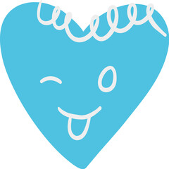 Cartoon Heart Shape Emoji With Emotions Characters