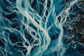 A glacial rivers from above Aerial photograph