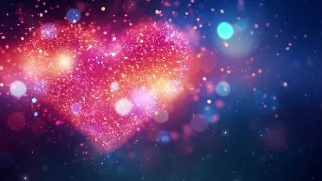 particle glitter glow heart background particle glow. valentine's day background. seamless looping overlay 4k virtual video animation background 