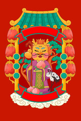 Chinese style illustration to celebrate the Chinese New Year of the Dragon
