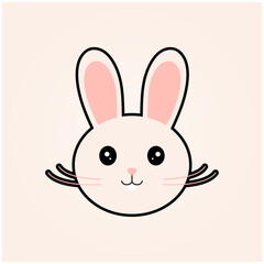 Logo Soft Pink Cartoon Rabbit Minimalist Shapes