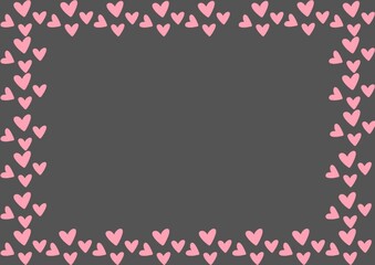 pink frame of hearts