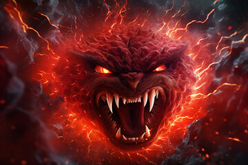 Screaming man. Aggressive man screaming in the fire.