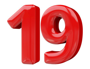 19 number red 3d render
