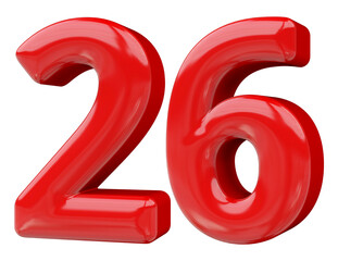 26 number red 3d render
