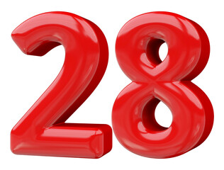 28 number red 3d render