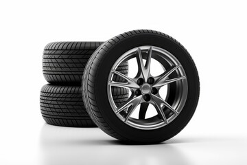 Fototapeta premium wheels with tires isolated on white background