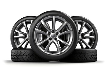 wheels with tires isolated on white background