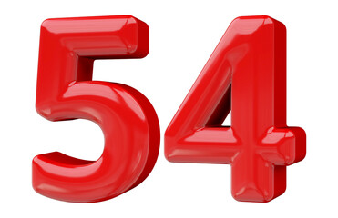 54 number red 3d render