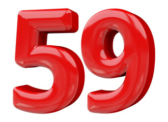 59 number red 3d render