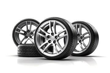 wheels with tires isolated on white background