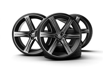 Obraz premium wheels with tires isolated on white background