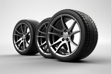 Fototapeta premium wheels with tires isolated on white background