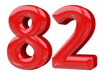 82 number red 3d render