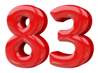 83 number red 3d render