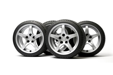 Obraz premium wheels with tires isolated on white background