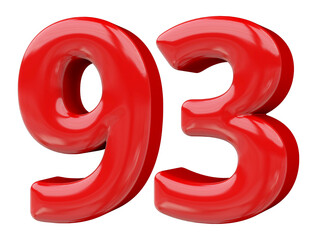 93 number red 3d render