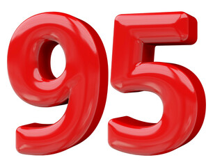 95 number red 3d render