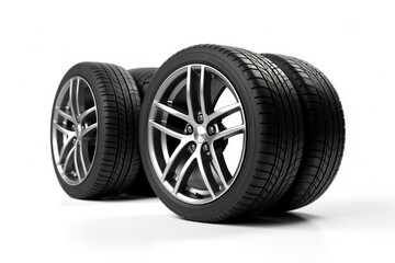 wheels with tires isolated on white background
