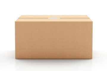 Close-up cardboard box on white background - obrazy, fototapety, plakaty