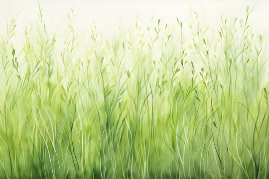 Watercolor fresh grass garden land textured background painting for nature lawn farm landscape theme