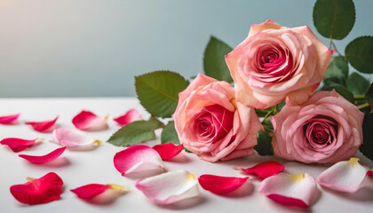 blooming rose on a pristine table, symbolizing love, beauty, and elegance