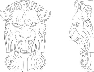 Vector sketch illustration of classic vintage ethnic face mask design of greek roman gods