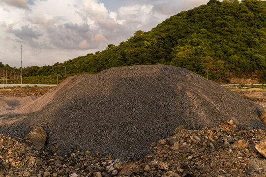 Materials of construction, a gravel pile on site