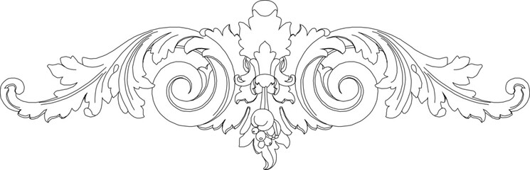 Sketch vector illustration of ornamental design, classic vintage ethnic floral traditional motif, ribbon shape