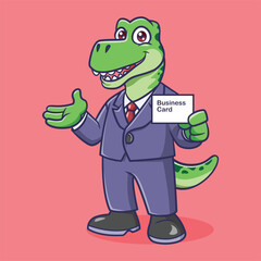 Cute T rex Dinosaur as Businessman animal cartoon character vector Illustration.