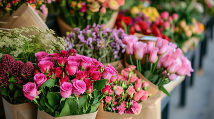 Fototapeta na wymiar Elegant bouquets for Womans day, wedding or anniversary