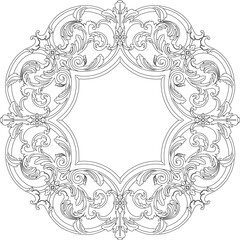 Vector sketch illustration of old ornamental frame design or traditional ethnic vintage classic motif 