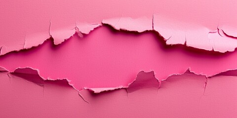 Torn bright pink paper background with space for text, vivid color pink banner.
