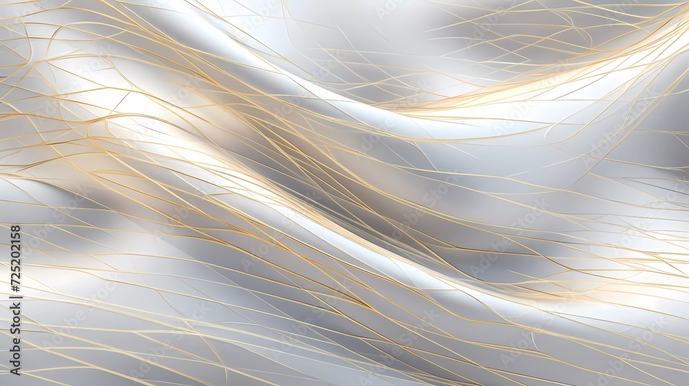 Fototapete abstract silver background with net-shaped gold lines. generative ai
