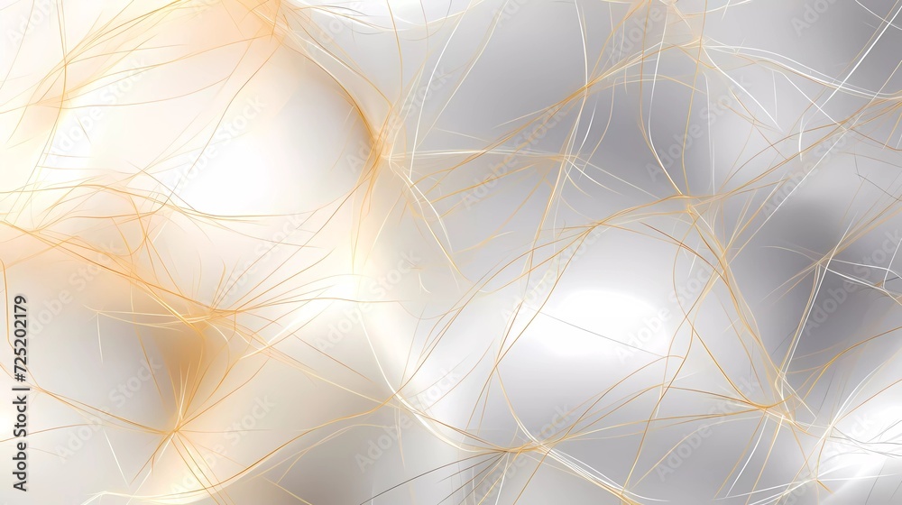 Fototapete abstract silver background with net-shaped gold lines. generative ai
