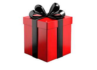 Obraz premium 3d red gift box with black ribbon