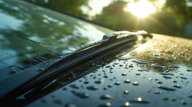 close-up of a windshield in the rain