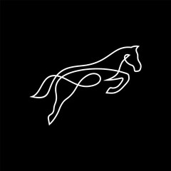 Horse Emblem. Horse Line Logo Design. Running Horse Icon Isolated On White Background - Vector Illustration, Editable Template For Your Logo Design