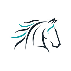Simple Line Art Head Horse Illustration Symbol Modern Logo Vector