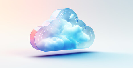 Cloud computing concept.  Cloud Storage Close-Up,  Iconic Symbol of Digital Data Management.