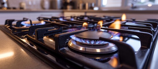 Kitchen stove burner is where the gas burns. - obrazy, fototapety, plakaty