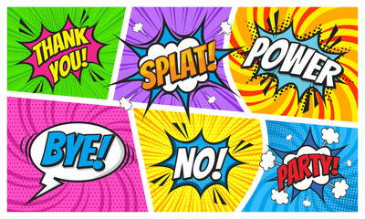 Colorful scene comic background with speech bubble expression 