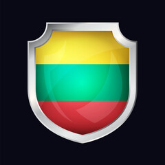 Lithuania Silver Shield Flag Icon