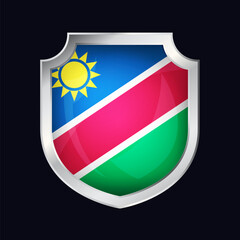 Fototapeta premium Namibia Silver Shield Flag Icon