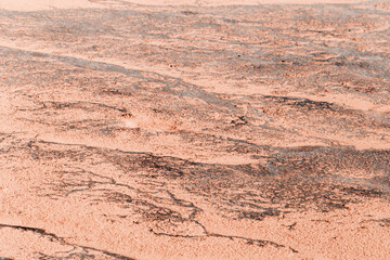 Macro photo shore salt lake, design texture pattern concept natural or wallpaper, abstract ornamental surface from sand and mud, dry ground landscape view, aesthetic nature background, curle lines