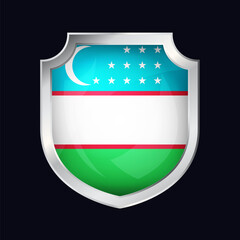 Uzbekistan Silver Shield Flag Icon